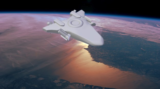 My rendering of the Vasco de Balboa over the Lacertan homeworld.