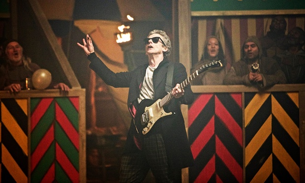 Yes, that is the Doctor rocking out in 1138 AD. Credit: Simon Ridgway/BBC via The Guardian.